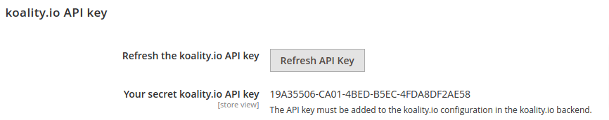 API key configuration