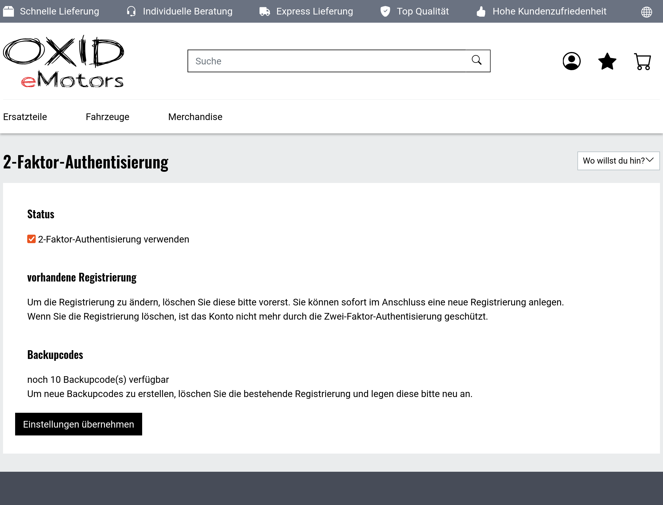 Einrichtung Frontend