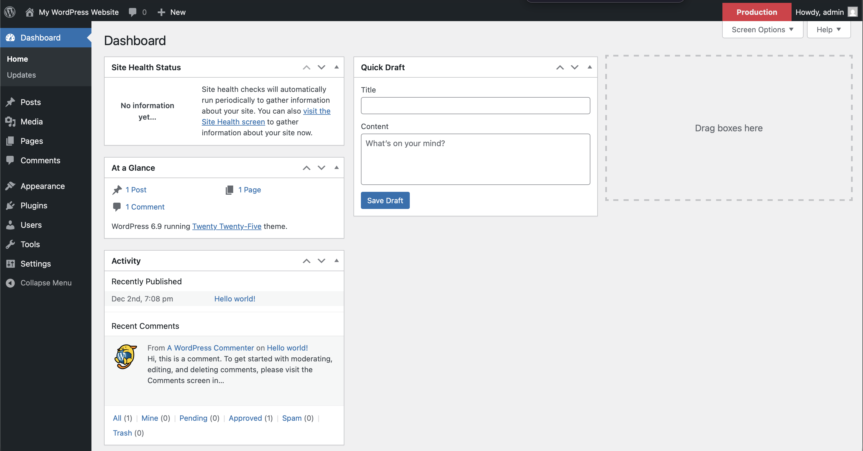 Environment indicator screenshot