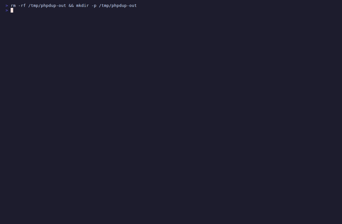 phpdup emitting all five machine-readable formats in one run