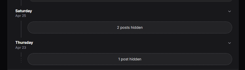 Collapsed day groups, dark mode