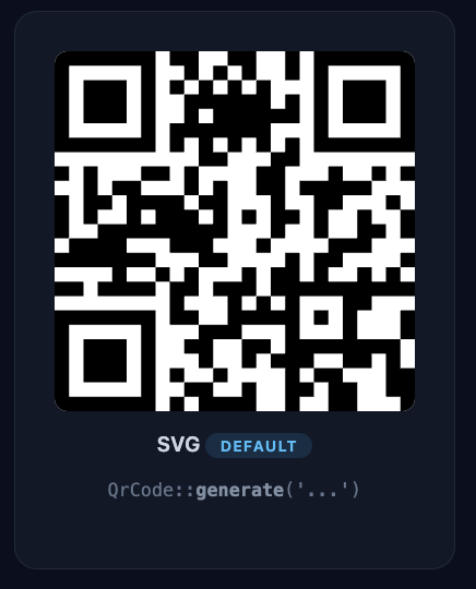 Basic QR code — plain SVG output