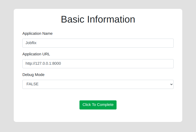 LaravelOneClickInstaller | Step 3