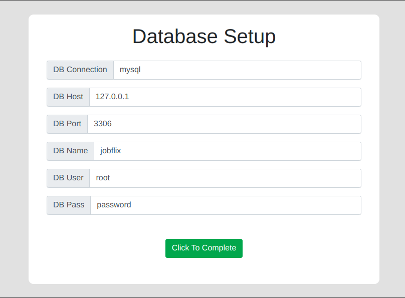 LaravelOneClickInstaller | Step 4