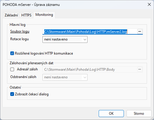 Nastavení monitoringu