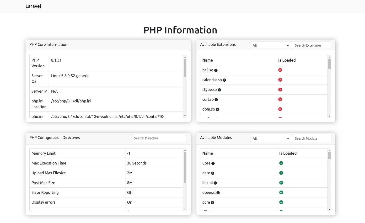 phpinfo