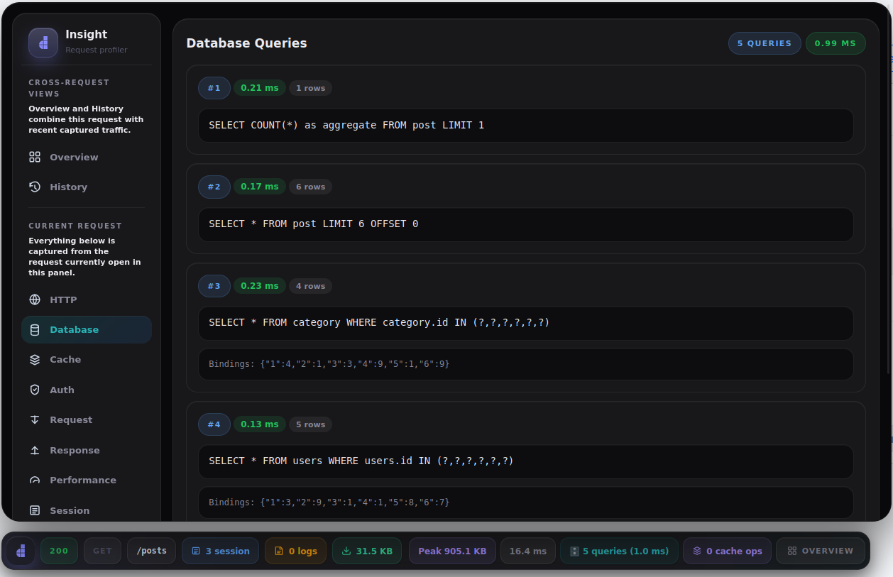 Insight database query view