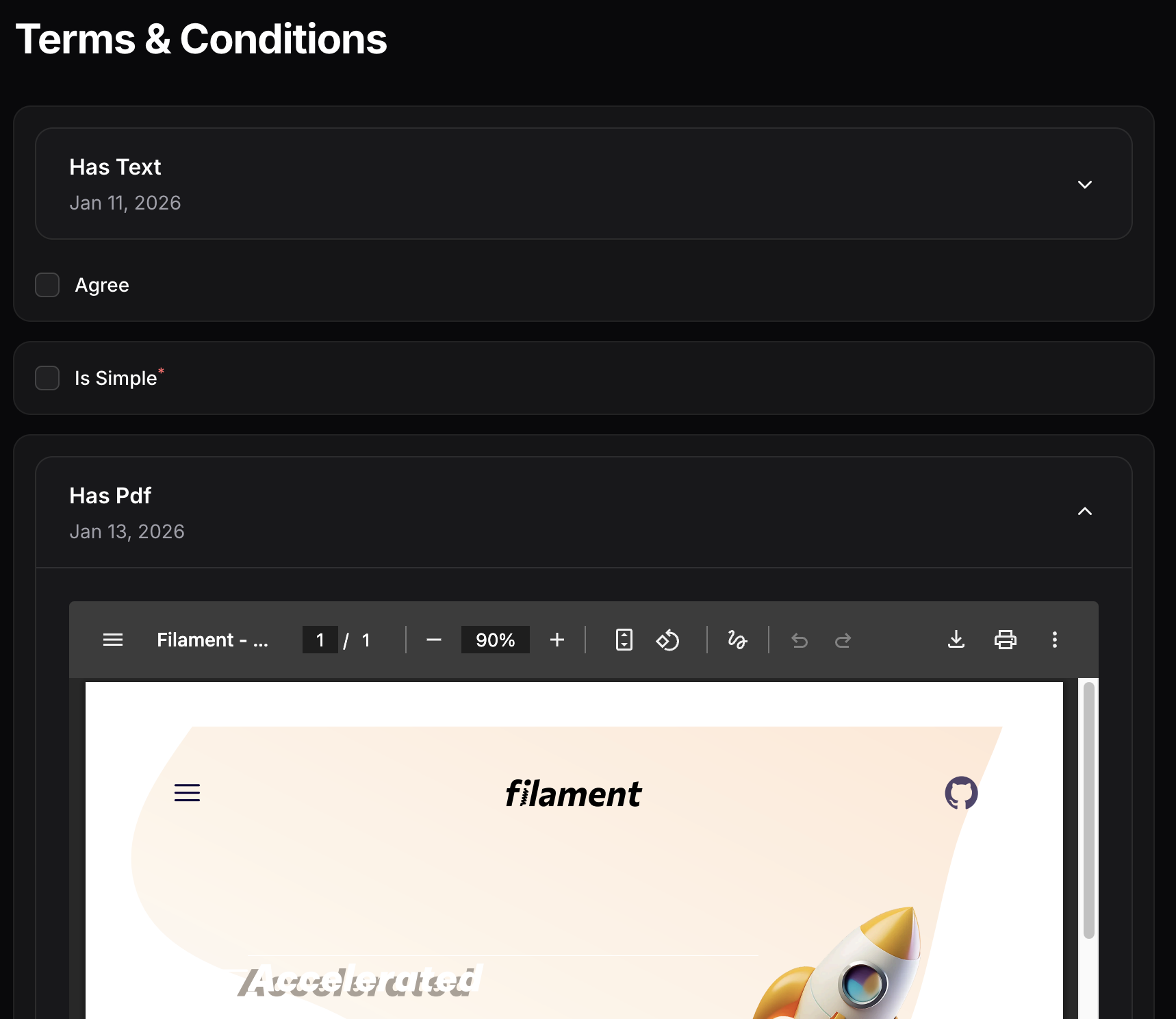 Consent Conditions Page