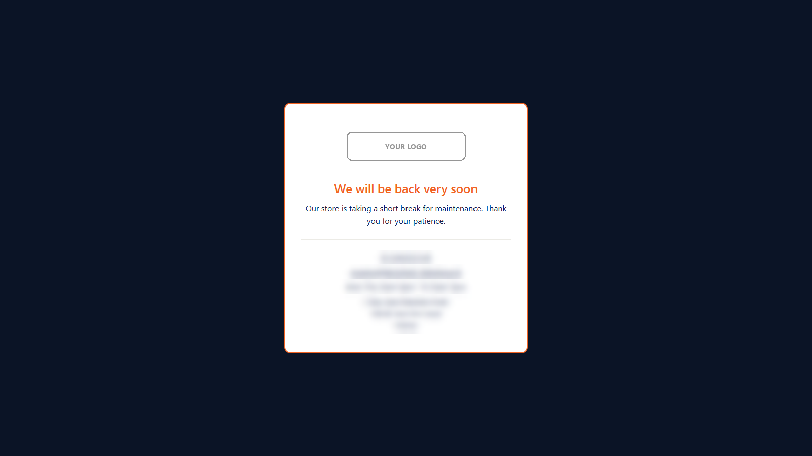 Maintenance page on desktop