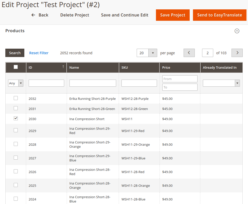 EasyTranslate Magento 2 Add Content To Project