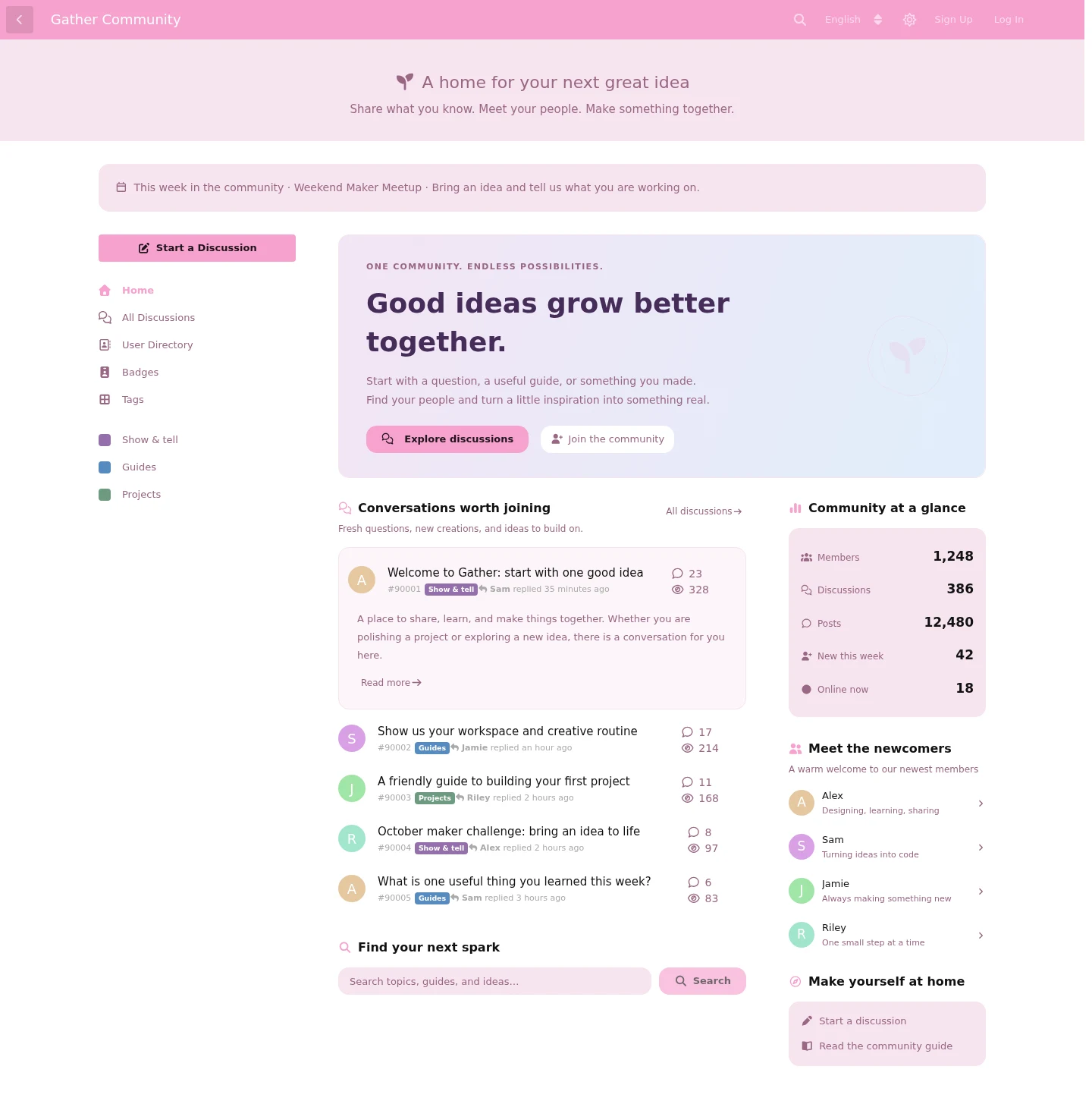 Homepage · desktop, light theme