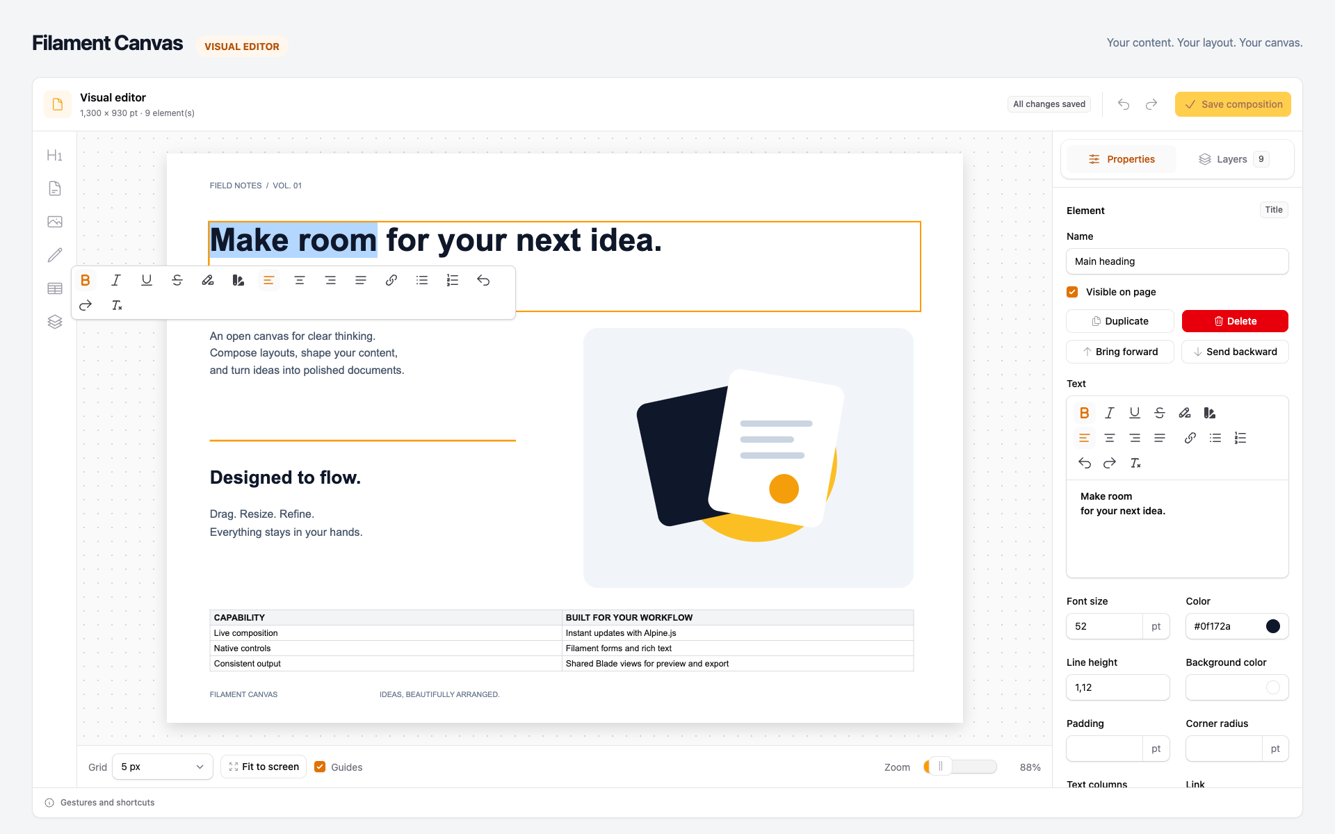 Inline rich text editing with the native formatting toolbar
