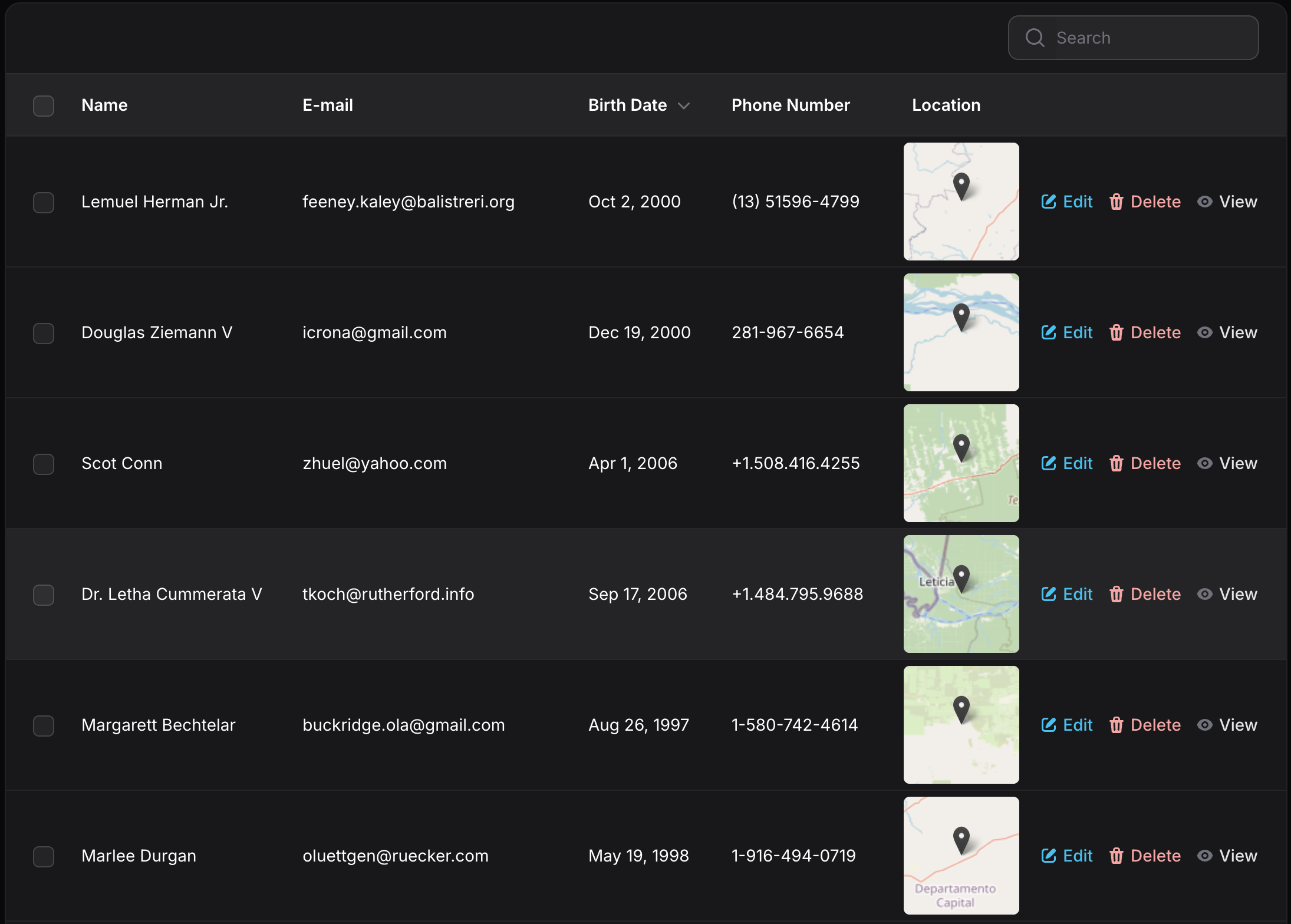 Table Column Example
