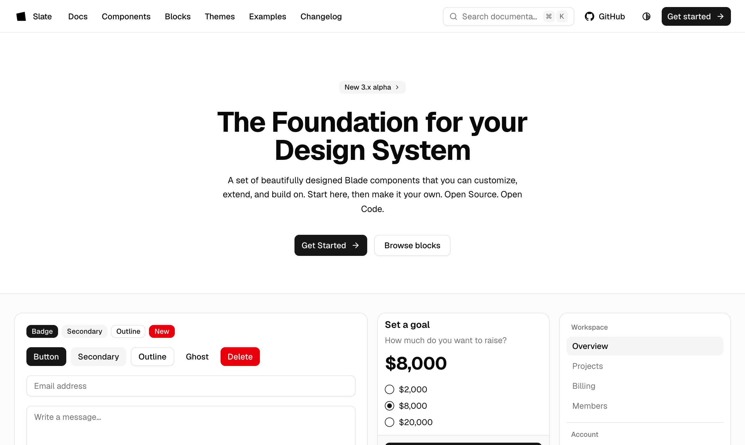 Slate documentation homepage