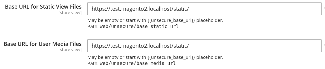 example baseurl setting static media parameters