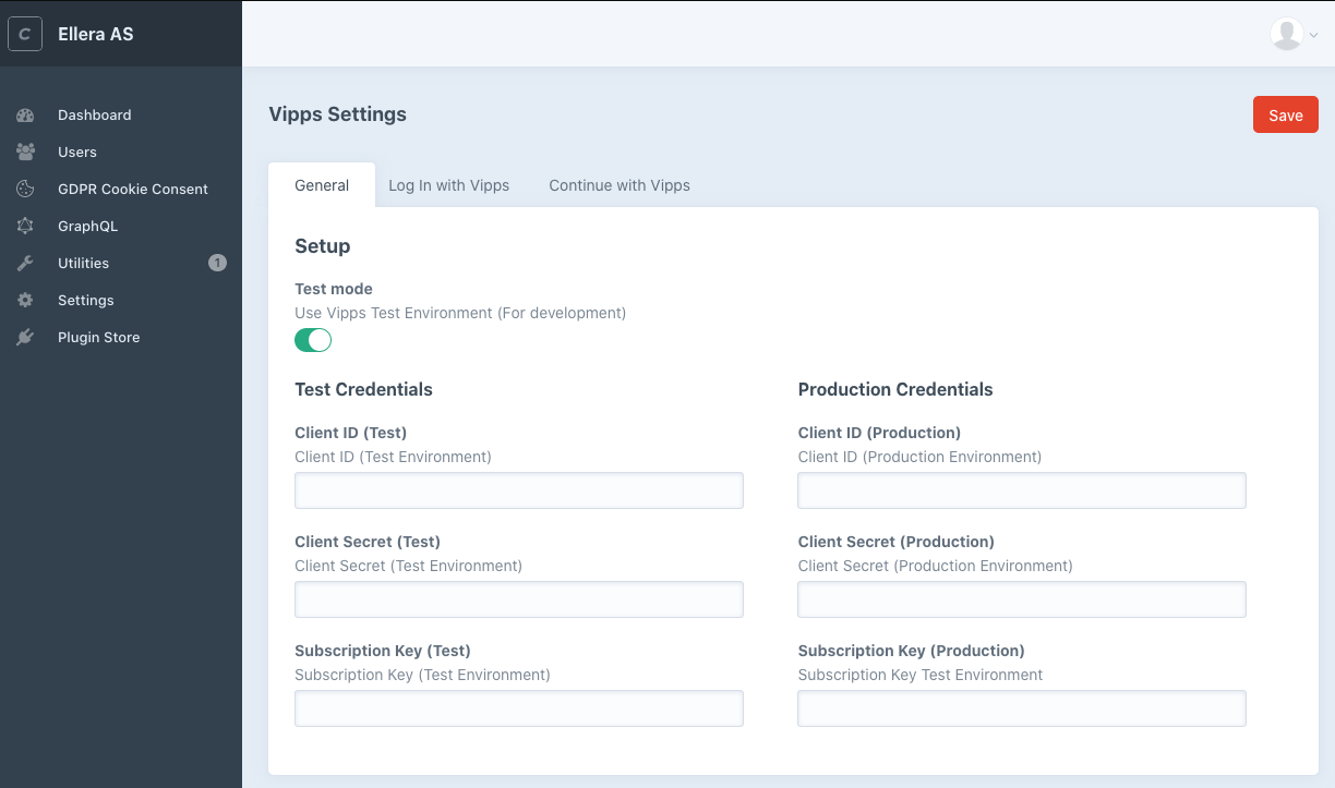 Plugin Settings: Credentials