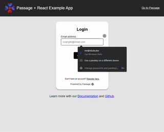 Demo of Passage PHP SDK passwordless authentication with email