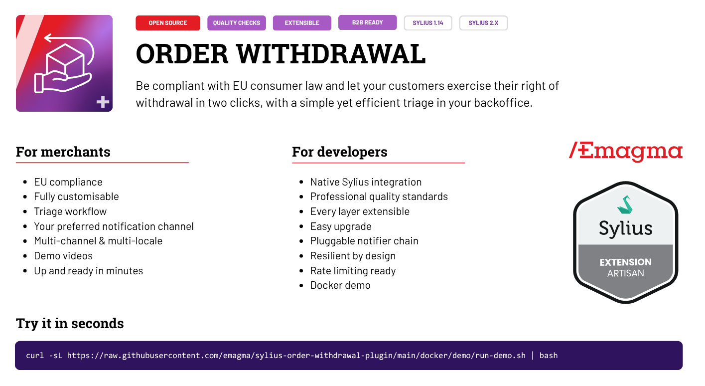 Order Withdrawal plugin for Sylius