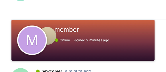 A hover card showing the forum's default cover