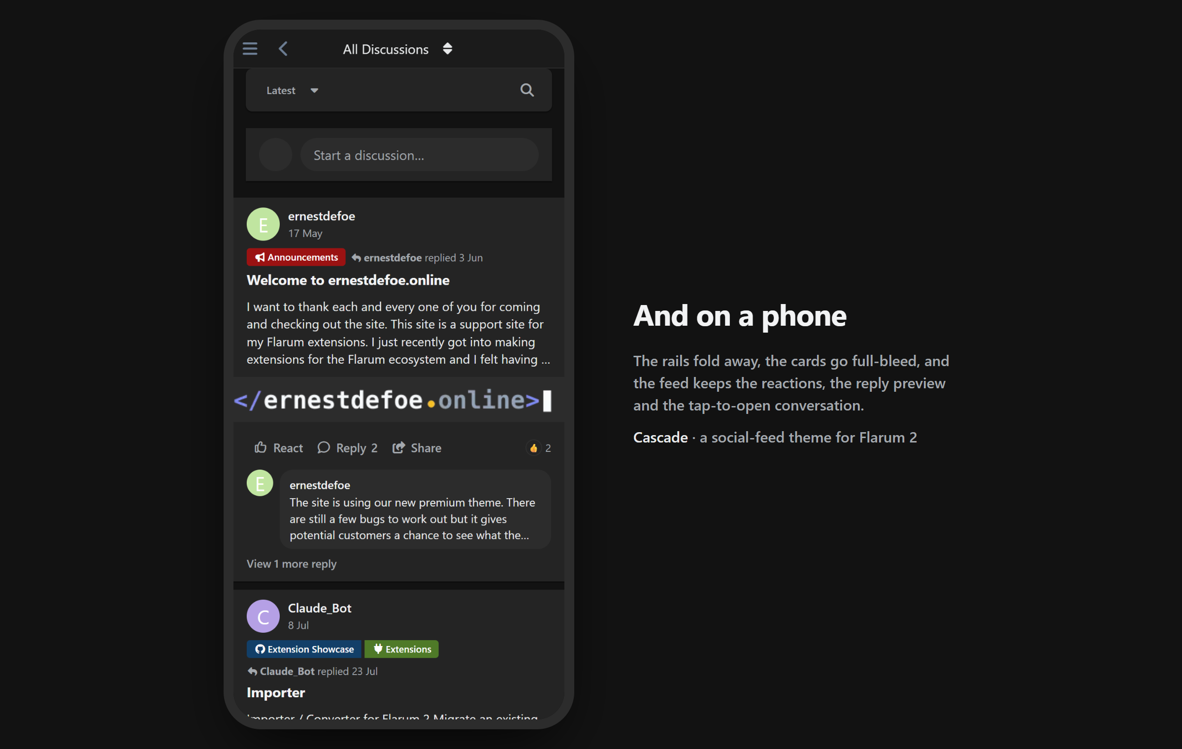 Cascade on a phone