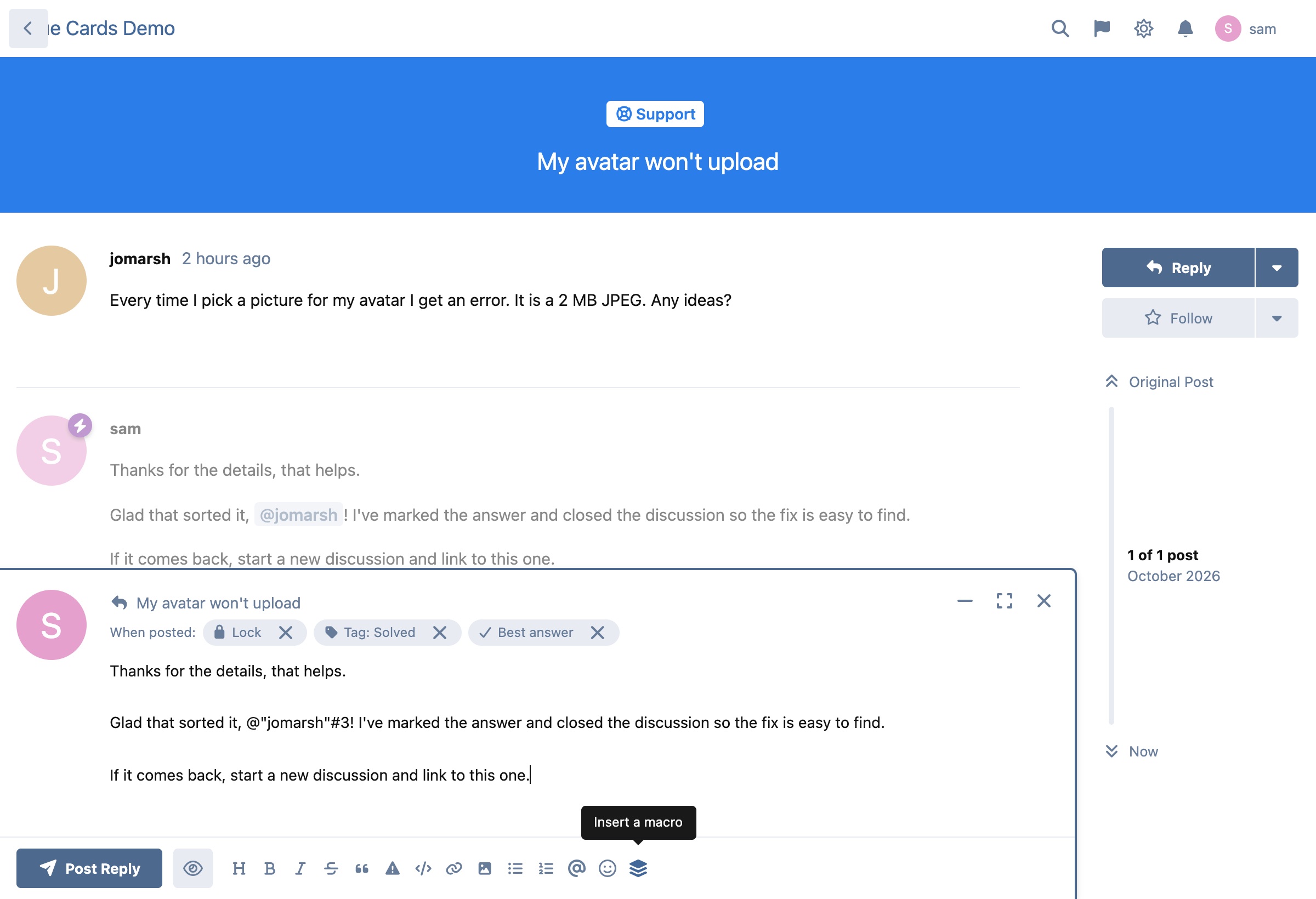 Actions waiting in the composer