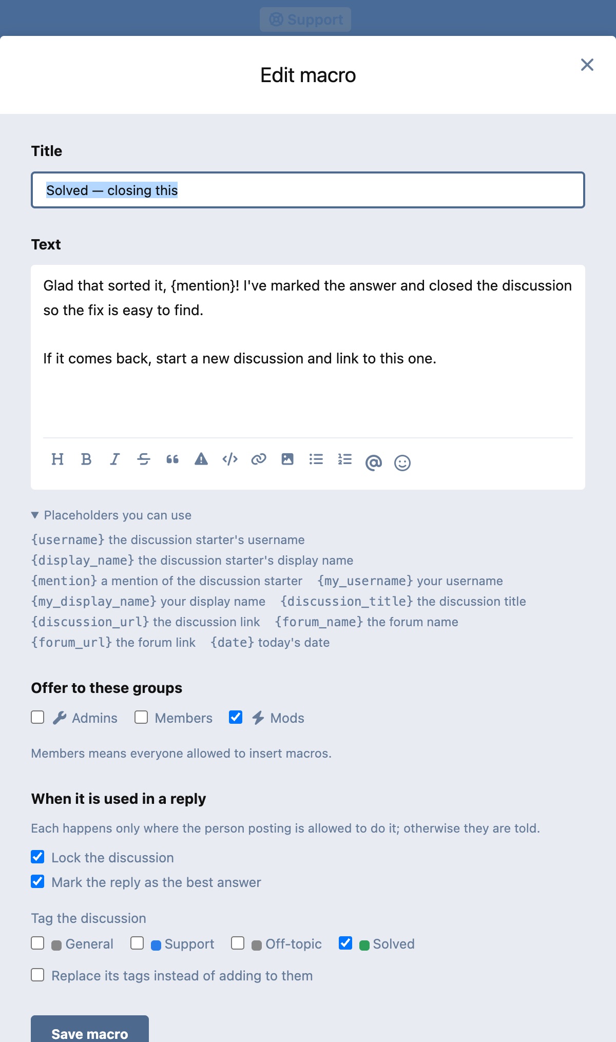 Writing a macro