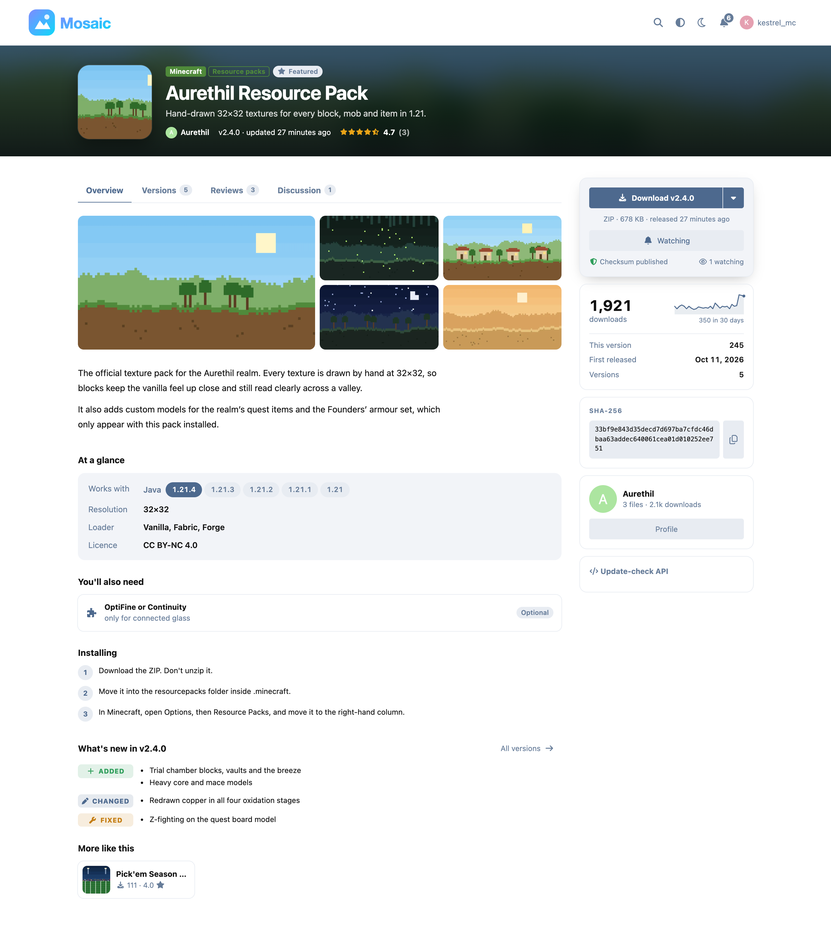 A file's page