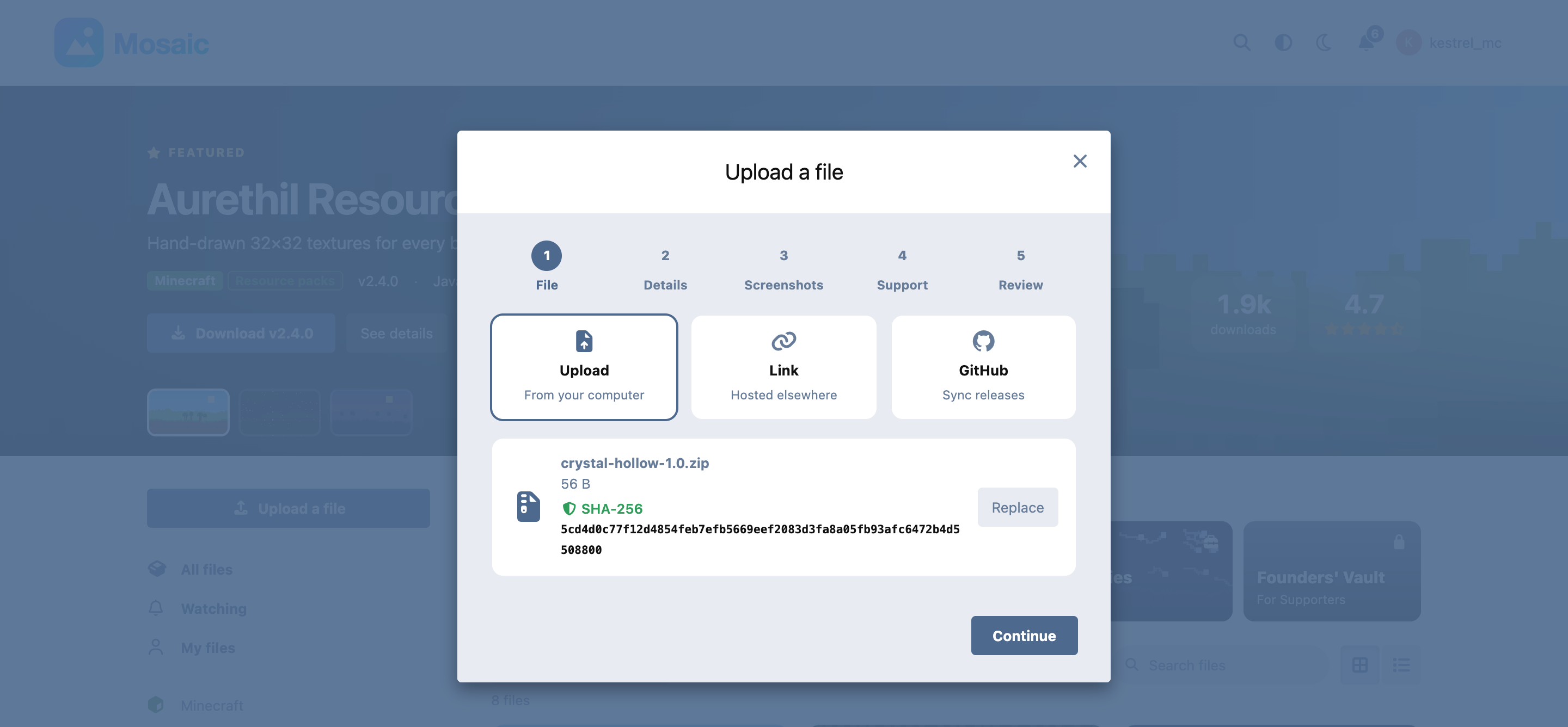 Upload: the file