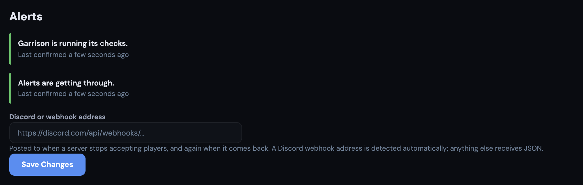 The admin page