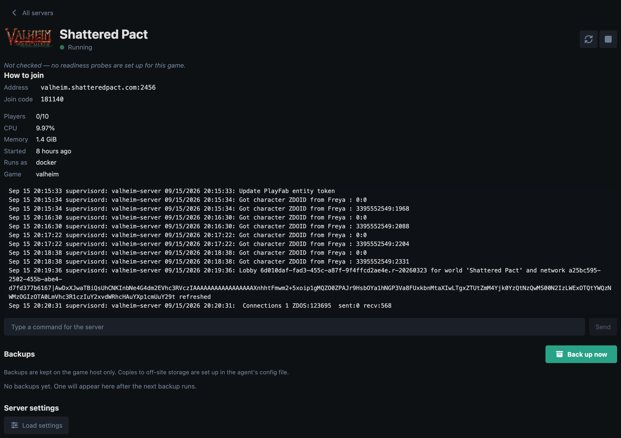 A server's own page
