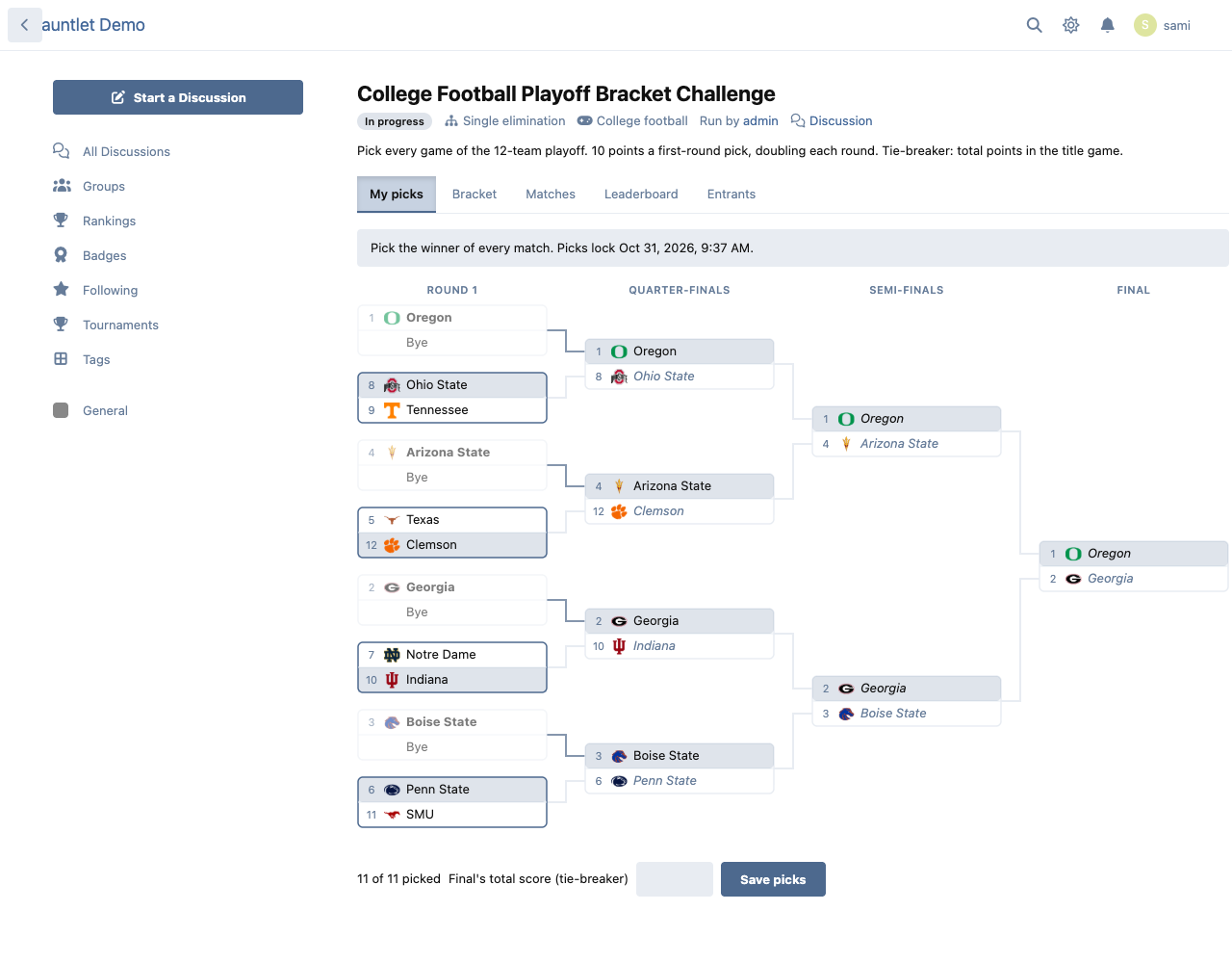 Picking the College Football Playoff