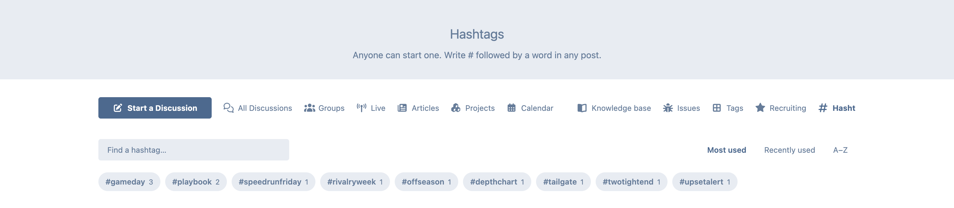 Browsing every hashtag in use