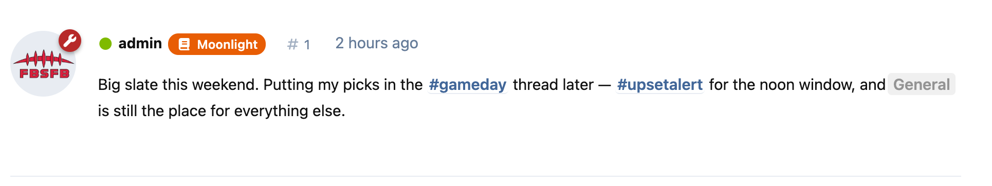 Hashtags and a tag mention in the same sentence