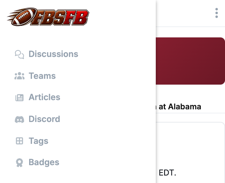 On a phone, the header links are rows in the drawer
