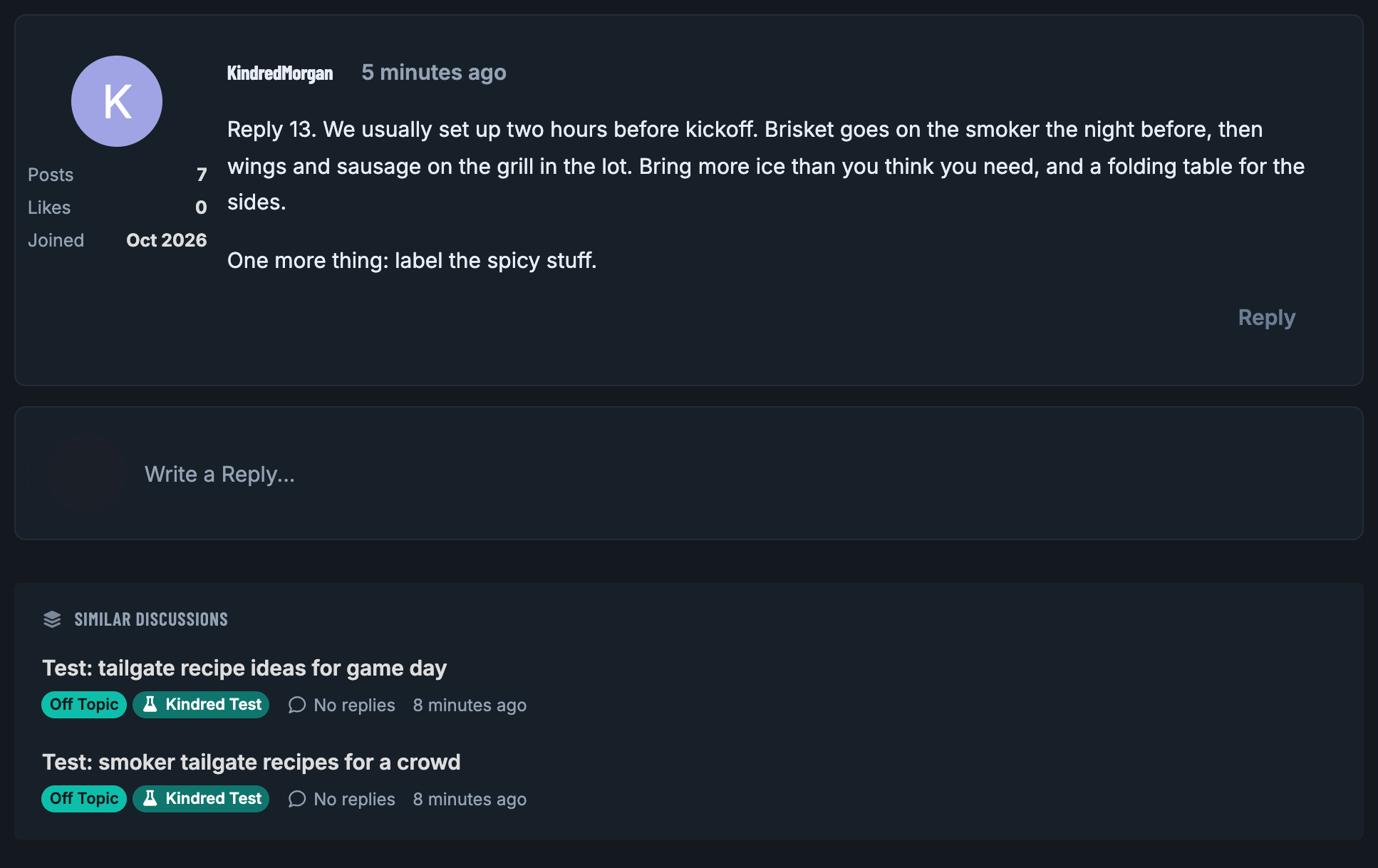 The same card in dark mode