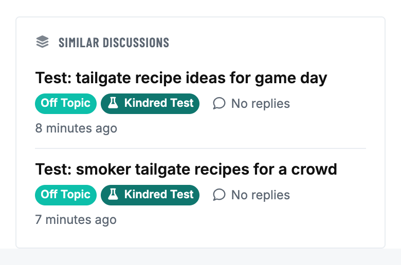 On a phone: the similar discussions card under the last post
