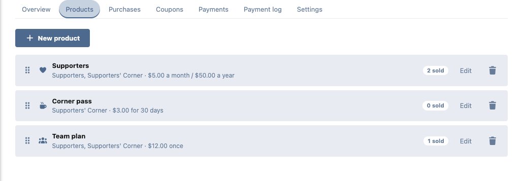 The products tab