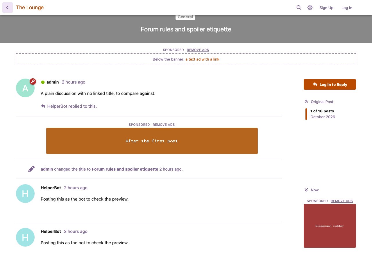 Ads on a discussion