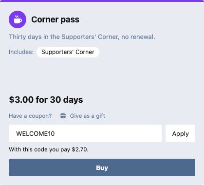 A product card with a coupon applied