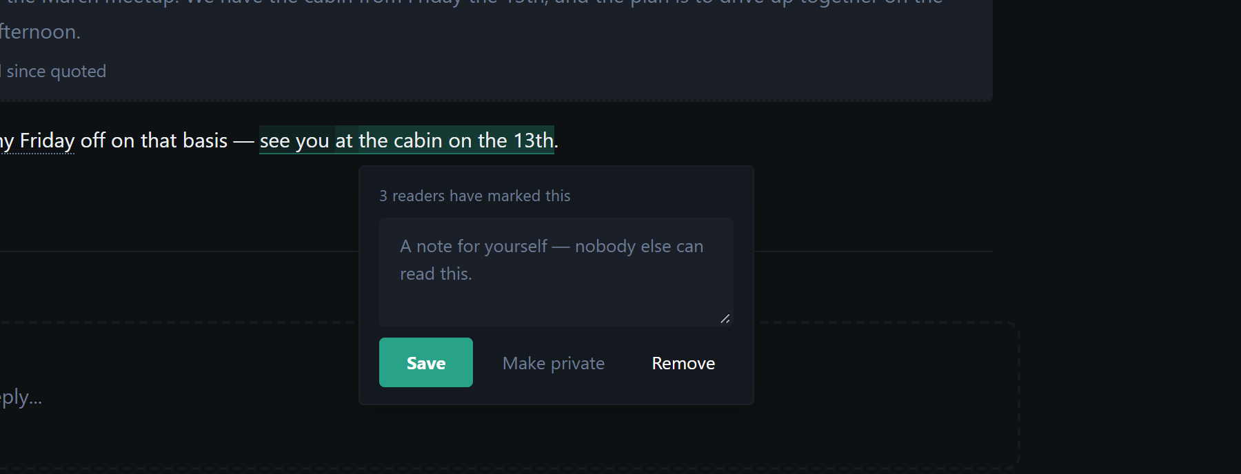 The mark popup