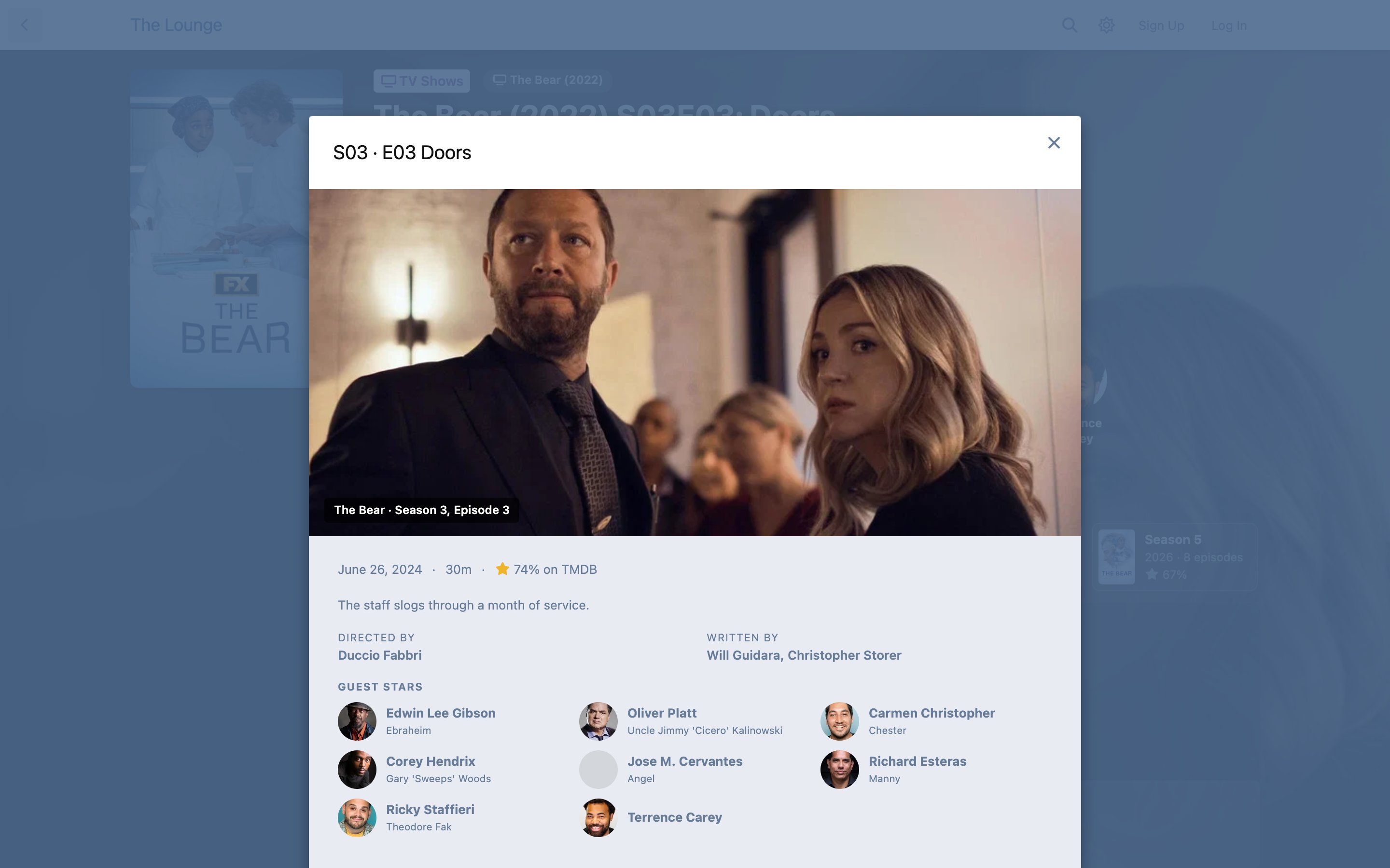 One episode's details
