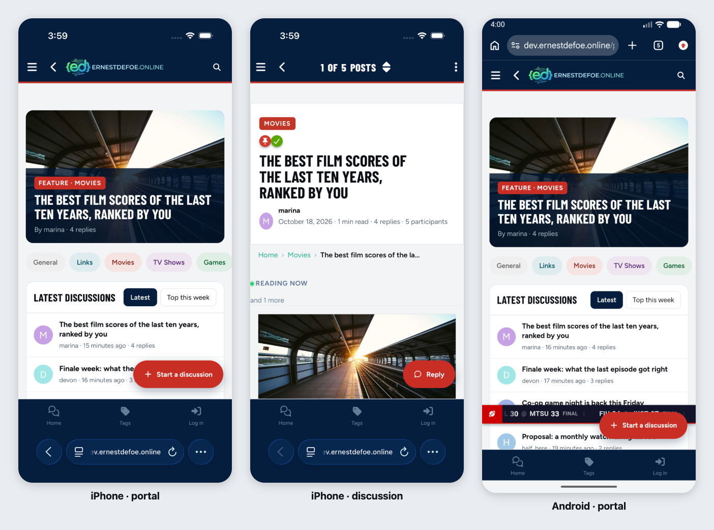 Masthead on an iPhone and an Android phone