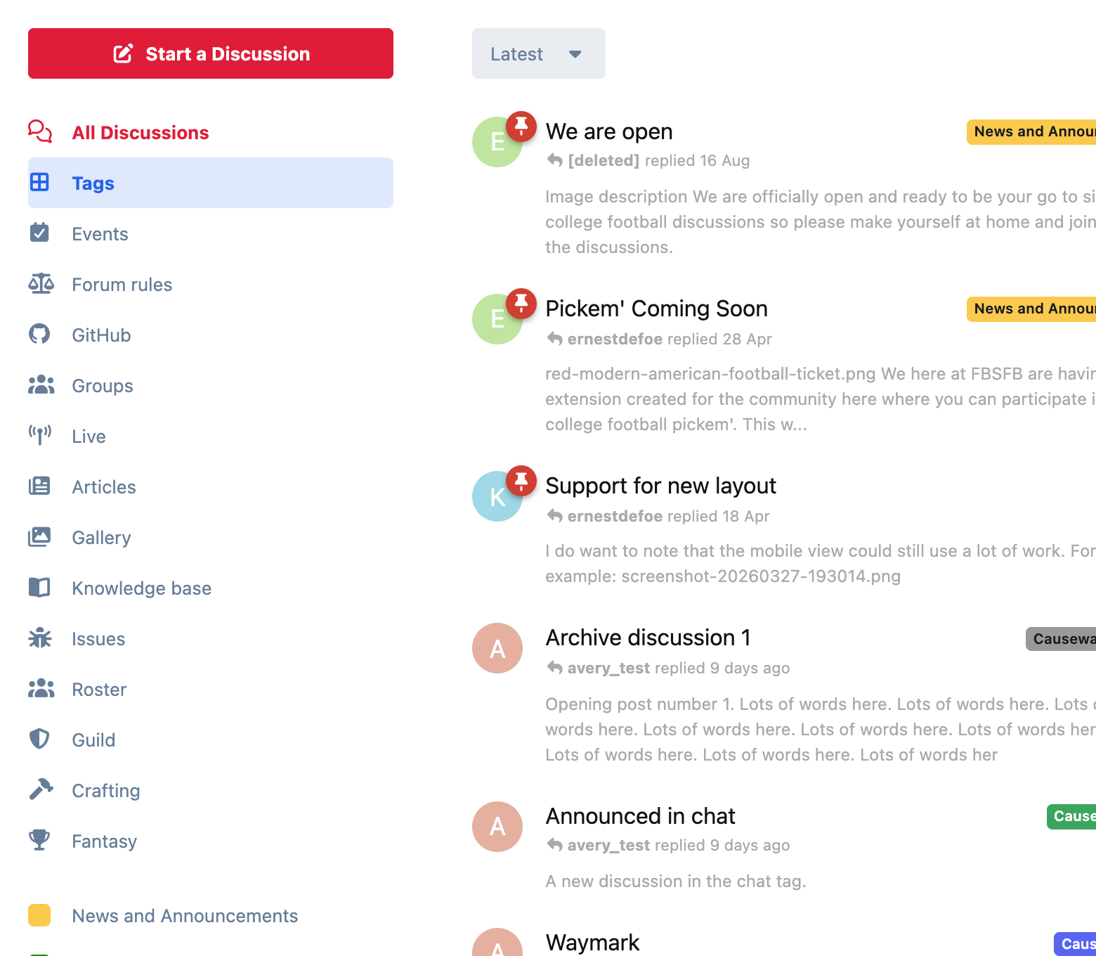 The forum sidebar, rearranged