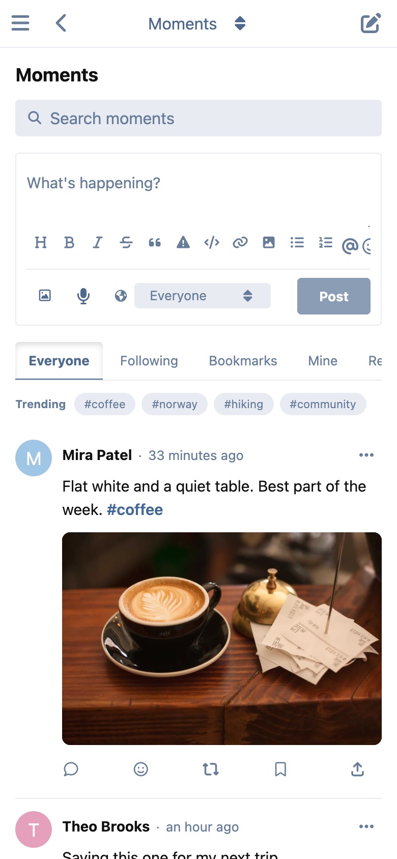 The feed on a phone