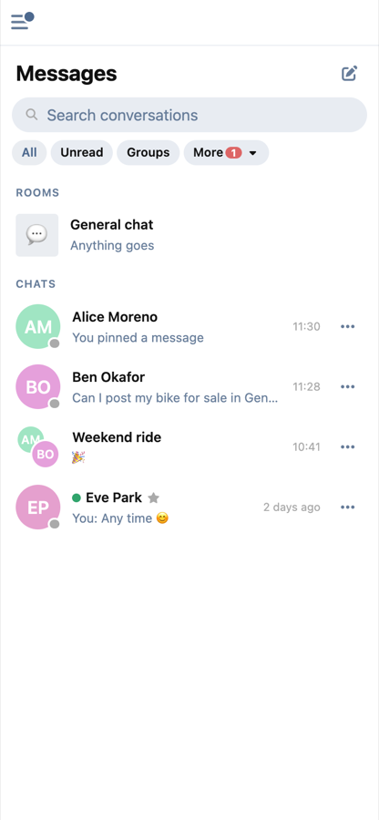 The conversation list on a phone