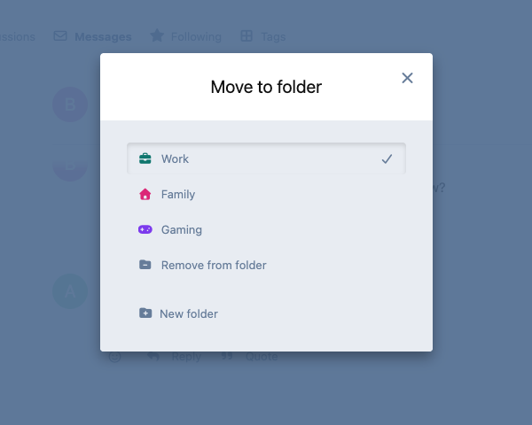 Choosing a folder for a conversation