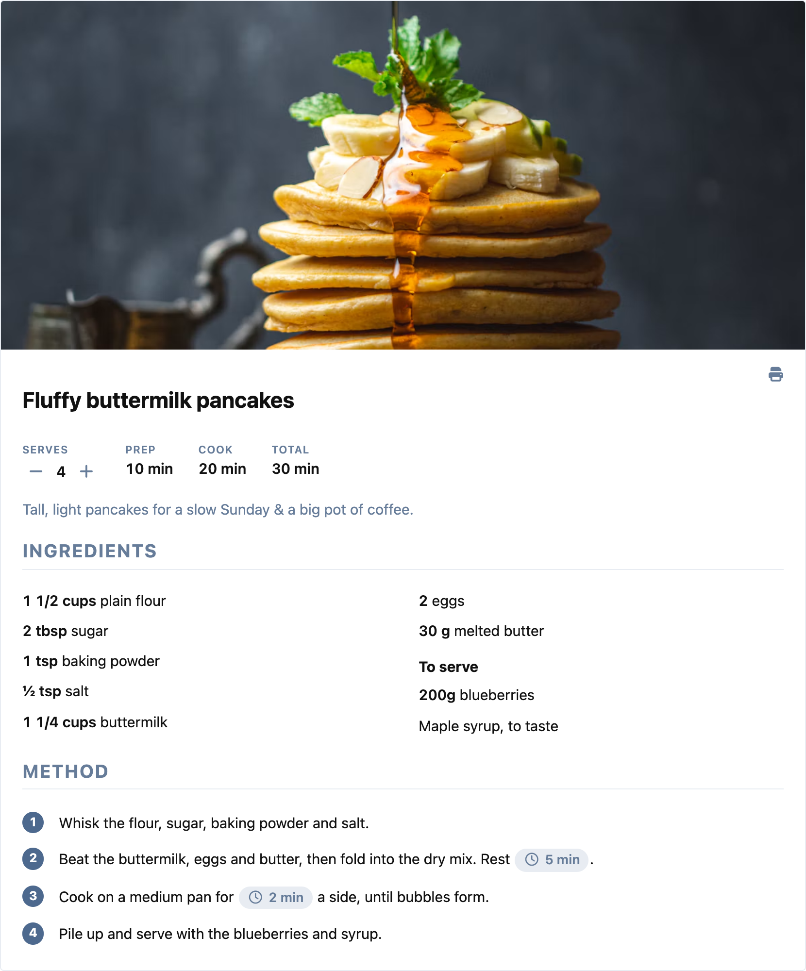 A recipe card on the default Flarum theme