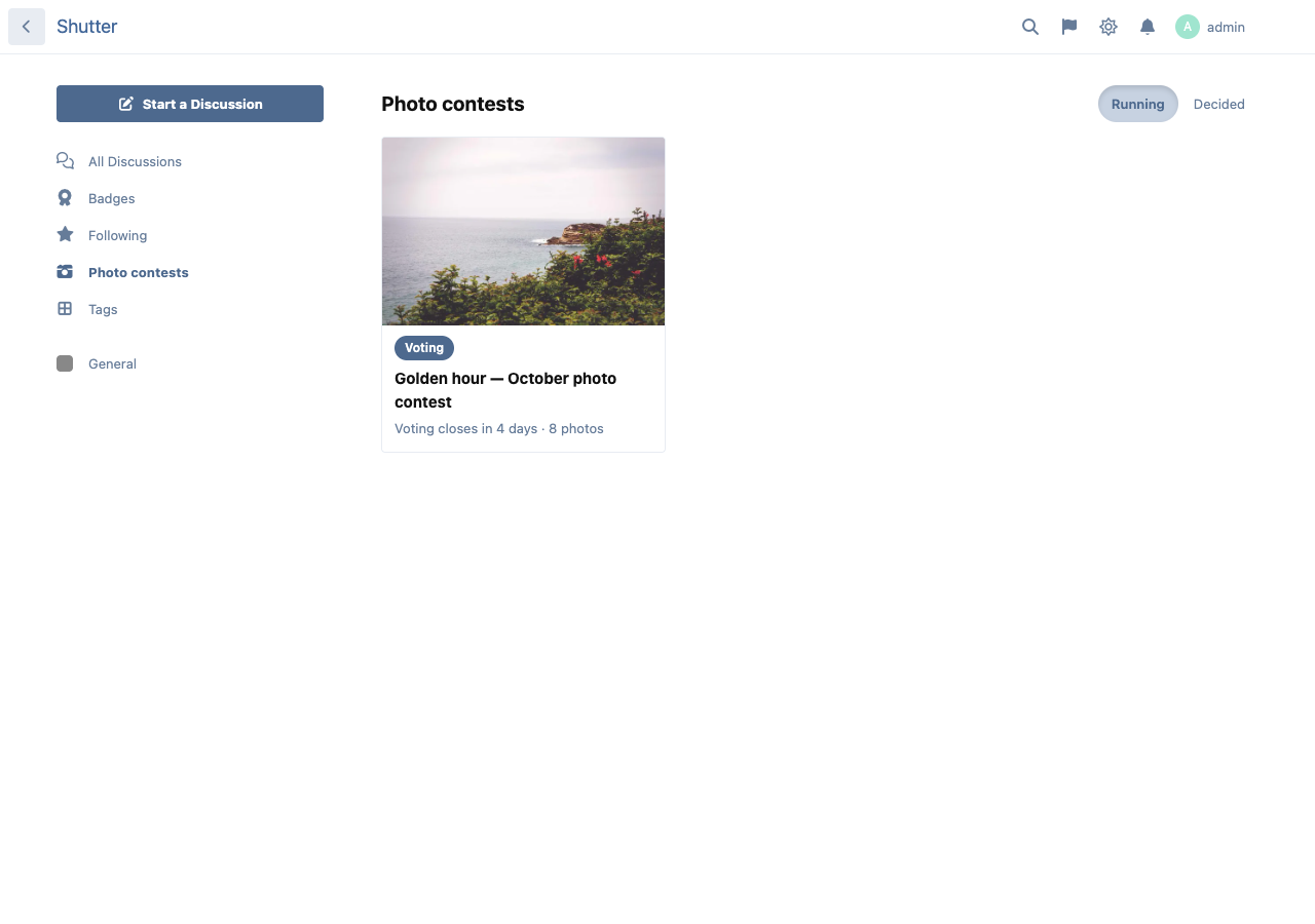 The contests page