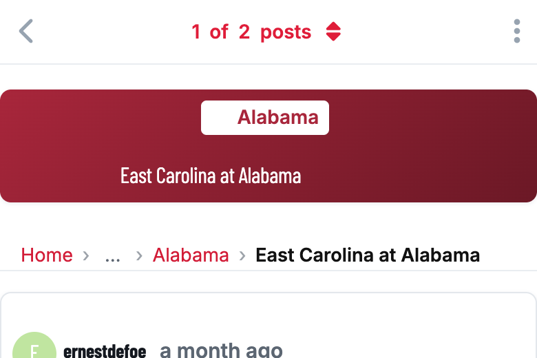 On a phone: Home › … › Alabama › East Carolina at Alabama