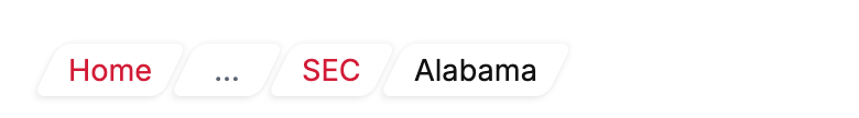 On a phone: Home, …, SEC, Alabama as tabs